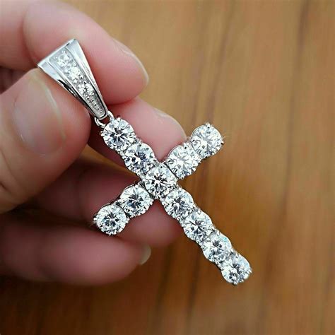 1 00 Ct Diamond Cross Pendant Necklace For Women S 14K White Gold