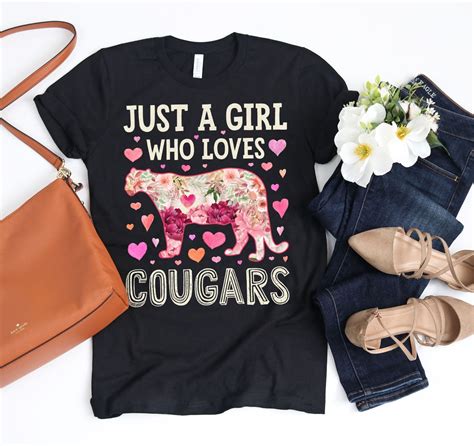 Just A Girl Who Loves Cougars Shirt Cougar Shirt Cougar Ts Flower Shirt Floral Design