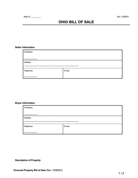 Free Ohio Bill Of Sale Forms Pdf And Word