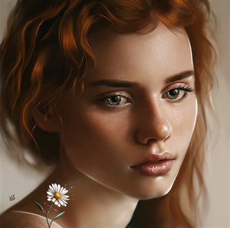 1179x2556px 1080p free download realistic sad girl redhead artwork ultra artistic drawings