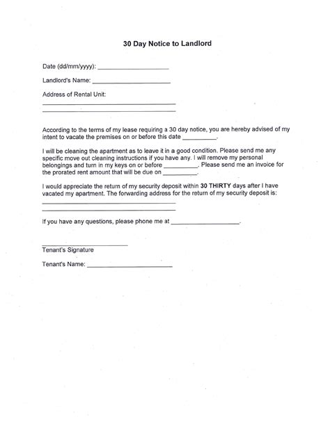 Example Of Day Notice Letter To Landlord Sample Templates Images And Photos Finder