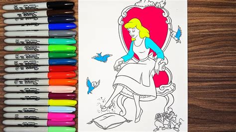 Cinderella's Magical Moment: Coloring Pages of Trying on the Glass