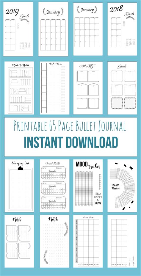 Printable Bullet Journal 65 Pages Your Download Includes 3 Files Pdf