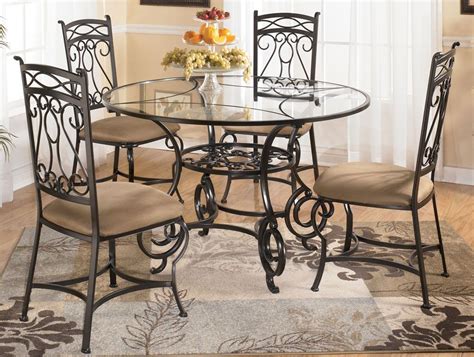 It's crafted of sturdy, durable wood and boasts a. Bianca Round Glass Dining Table With Four Chairs By ...