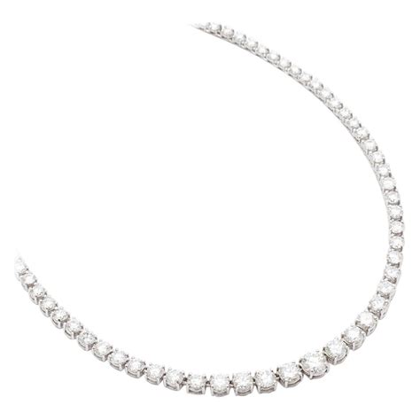 1016 Carat Total Riviera Diamond Necklace In 14 Karat White Gold At