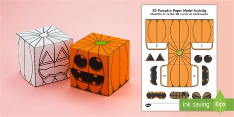 Simple Make Your Own 3d Pumpkin Halloween Paper Craft Englishitalian