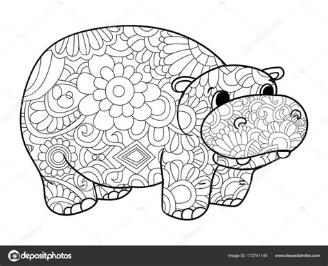 732 x 1083 gif pixel. Nijlpaard-kleurplaten vector voor volwassenen dier ...