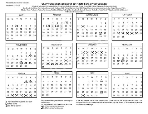 Cherry Creek Calendar