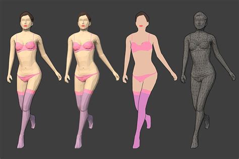 Lowpoly Rigged People Female Flyer Design Templates Game Engine