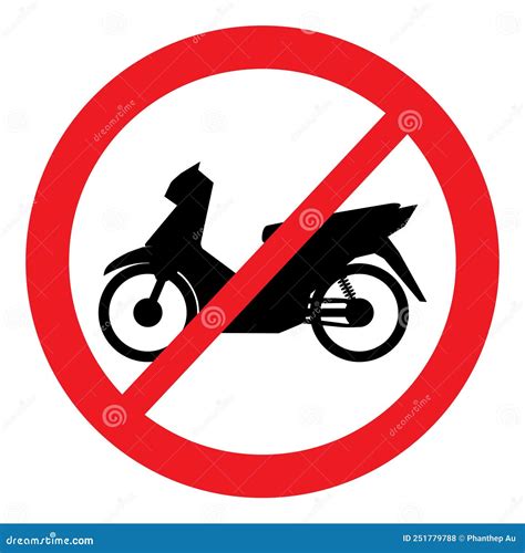 Motorbike Prohibition Sign No Motorbike Parking Vector Stock Vector