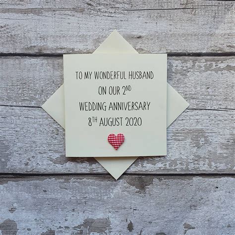 Personalised 2nd Wedding Anniversary Card Handmade Second Etsy Uk