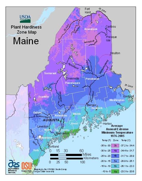 Maine Plant Hardiness Zone Map