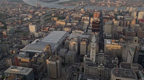 48k Stock Footage Aerial Video Flying Over Downtown Philadelphia