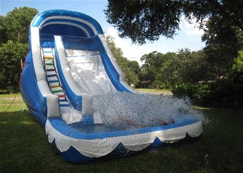 Cool Inflatable Adult Water Slide Blue Backyard Inflatable Wet Slide
