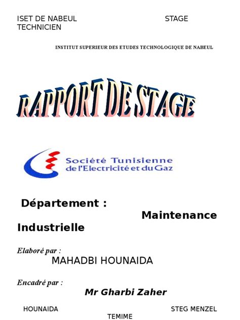 Exemple Rapport De Stage Maintenance Industrielle Document Online