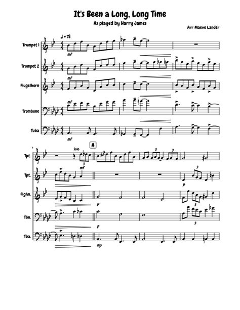 Its Been A Long Long Time Sheet Music For Trombone Tuba Flugelhorn