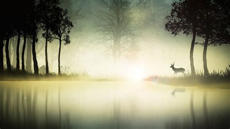 Digital Art Fantasy Art Animals Deer Nature Landscape Trees