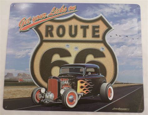 Get Your Licks On Route 66 Hot Rod Car Garage Bar Man Cave