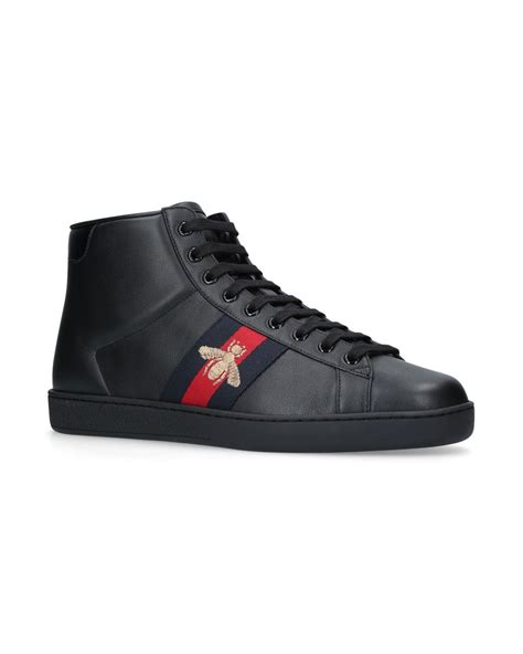 Gucci New Ace Bee Embroidered High Top Sneakers In Black For Men Lyst