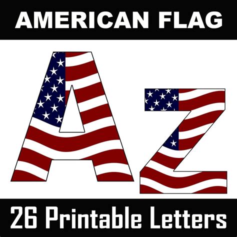 American Flag Alphabet Letters 26 Printable Digital Letters Uppercase