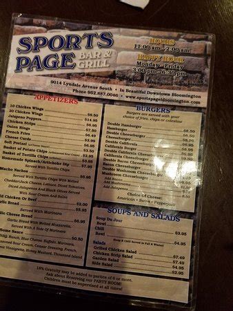 Our friendly staff provide a superior service, welcoming atmosphere, and. Sports Page Bar & Grill, Bloomington - Restaurant Reviews ...