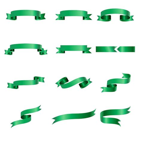 Premium Vector Green Ribbon Collection Green Silk Ribbon Ribbon