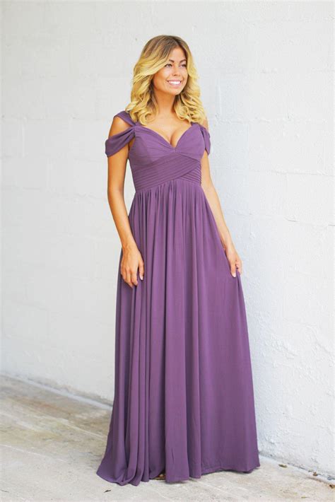 Dusty Purple Off Shoulder Maxi Dress Dusty Purple Maxi Dress Bridesmaid Dress Saved By The