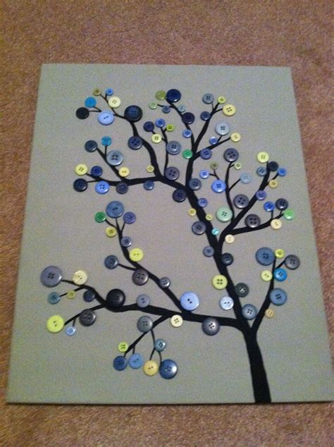Button Tree On Canvas Button Crafts Crafts Diy Canvas Art