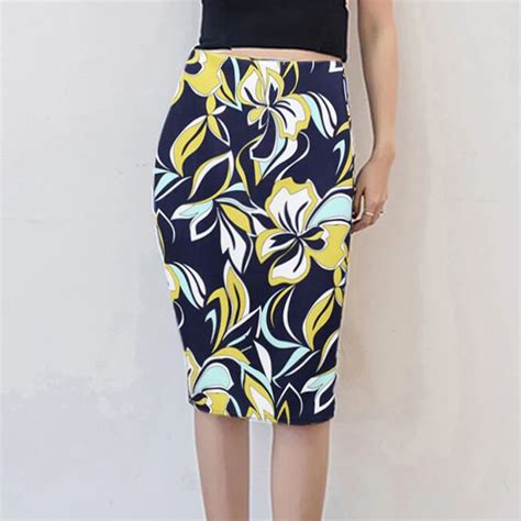 Buy New Fashion Women Pencil Skirt Vintage Floral Print High Waist Split Slim