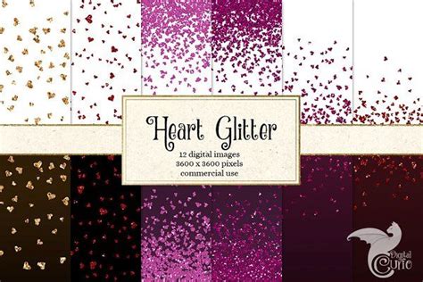 Heart Glitter Digital Paper By Digital Curio On Creativemarket