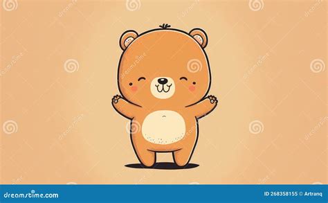 Cute Little Chibi Teddy Bear Picture Cartoon Happy Drawn Characters