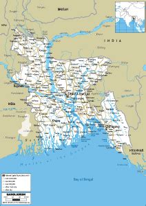 Bangladesh Map Physical Worldometer