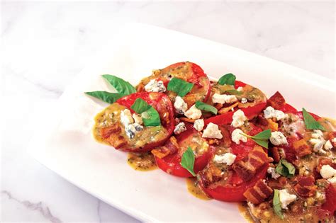 Heirloom Tomato Salad With Blue Cheese Bacon And Basil Olivers Markets