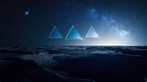 Winter 4k Wallpaper Cold Starry Sky Triangles Blue