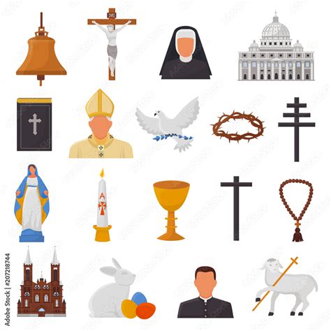 Christian Icons Vector Christianity Religion Signs And Religious