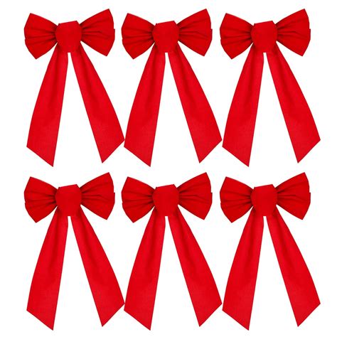 6 Pack Red Velvet Christmas Bow Large Holiday Red Bow Perfect For