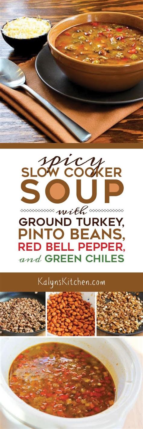 Southern green beans with russet potatoes, smoked turkey, onions, and garlic. Spicy Slow Cooker Soup with Ground Turkey, Pinto Beans ...
