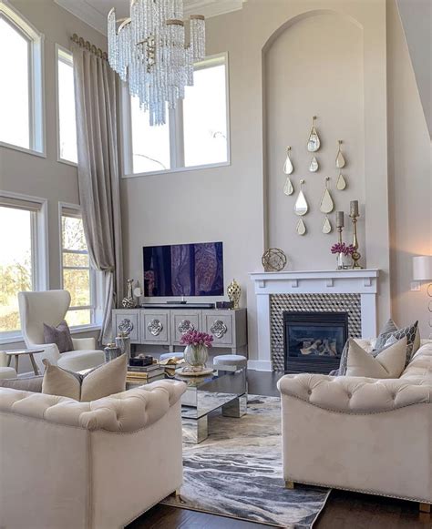 Elegant Beige Living Room Decor In Transitional Living