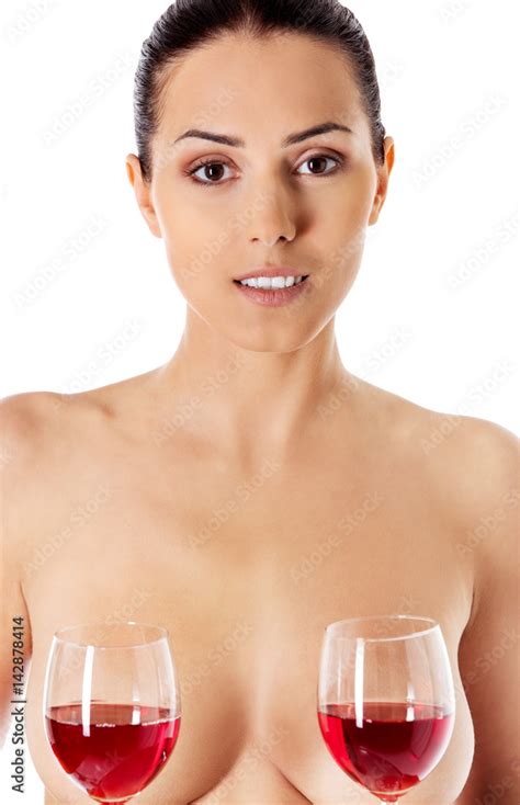 Nude Woman With Wine Glasses Isolated On White Stock Photo Adobe Stock