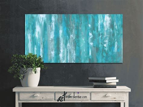 Grey And Teal Wall Art Canvas Abstract Teal Bedroom Decor Etsy Large