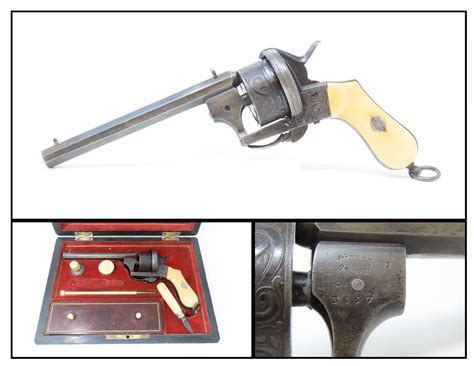 Cased Engraved Arendt Brevete 12 Shot Pinfire Double Action Revolver 3