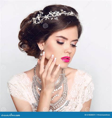 Beauty Fashion Model Girl With Wedding Elegant Hairstyle Beautiful