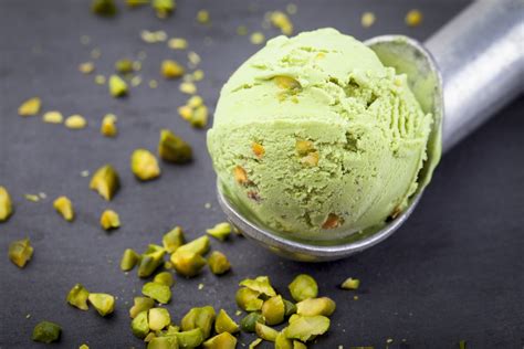 Using raw pistachios instead of roasted helps with the overall color and clean pistachio flavor, whereas roasted pistachios will give the ice cream a brown, muddled look. Pistachio Ice Cream recipe | Epicurious.com