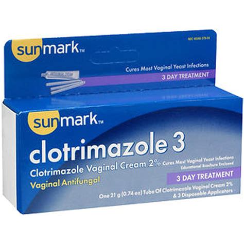 Sunmark Clotrimazole 3 Day Treatment Vaginal Antifungal Cream 074 Oz