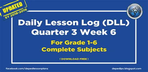 Deped Daily Lesson Log Dll Dlp Q Week Grade All Subjects Hot