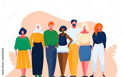 Diverse Multinational Group Of People Multicultural And Multiethnic Crowd Vector Illustration