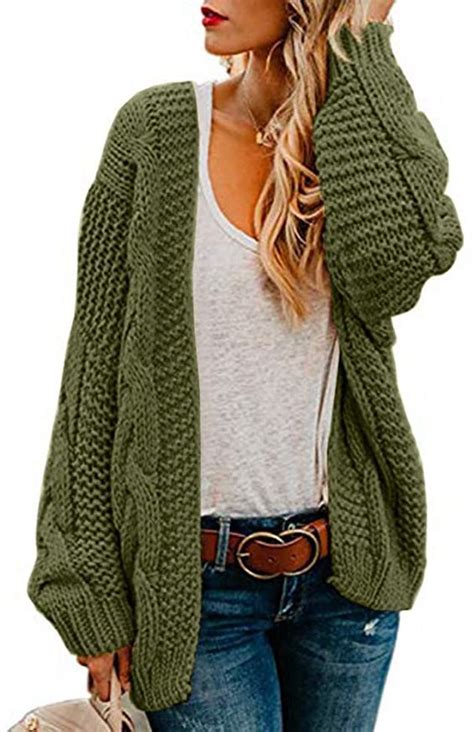 Ferrtye Womens Oversized Chunky Open Front Cardigan Sweaters Cable Knit