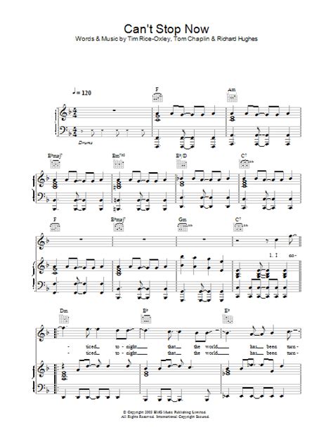 Download Keane Cant Stop Now Sheet Music And Pdf Chords Flute Solo