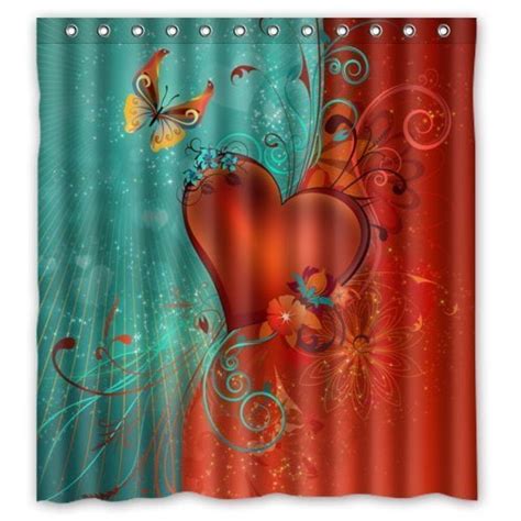 Greendecor Happy Valentines Day Waterproof Shower Curtain Set With