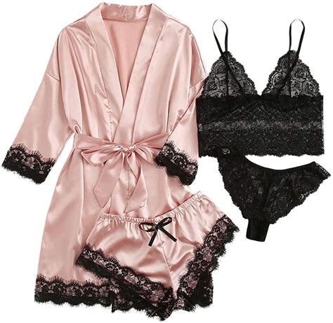 Lace Trim Satin Pajama Set The Sexiest Lingerie On Amazon Popsugar Love And Sex Photo 3